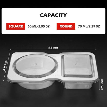 UVHJW 20 Set Reusable Snack Containers, 2-Compartment Dipping Containers - Image 3