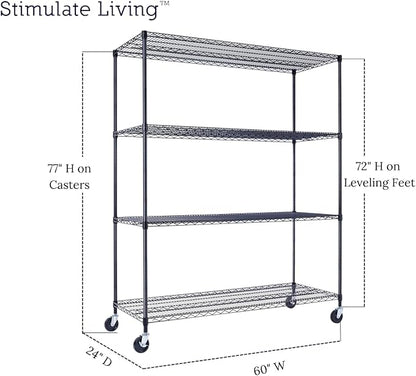 60"x24"x72" PRIME HEAVY DUTY Black 4-Tier Wire Shelving NSF 2400 LBS MAX - Image 2