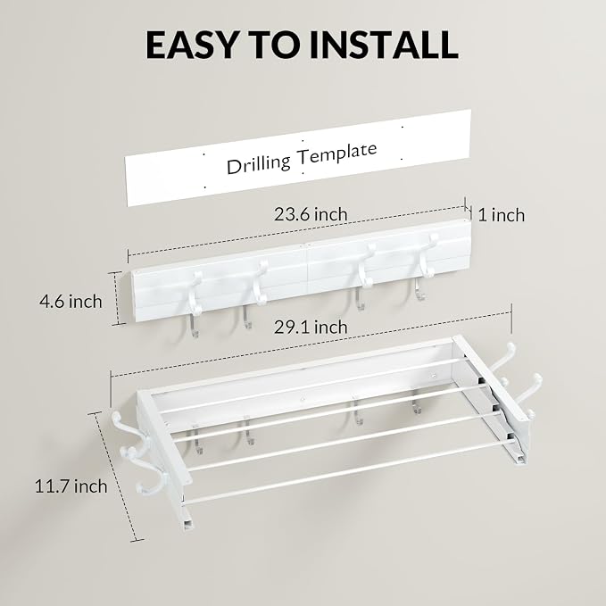 BAKON Wall Mounted Foldable Clothes Drying Rack - Image 2