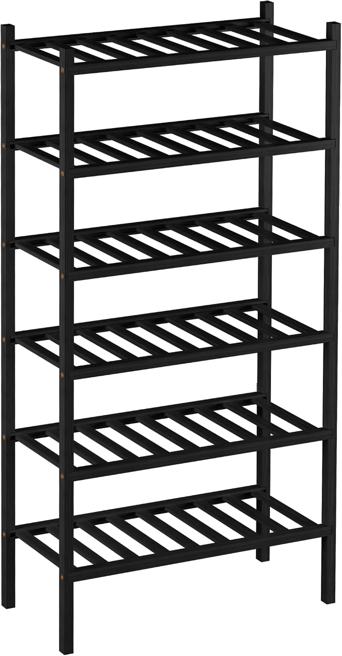 6-Tier Bamboo Small Shoe Rack, Free Standing Wood Shoe Shelf Storage Organizer - Image 7