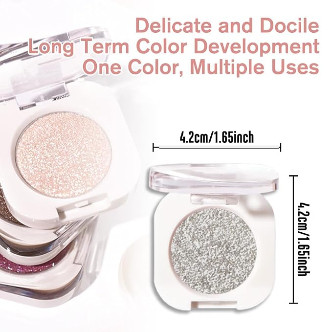 Slive Single Glitter Eyeshadow Makeup, Neutral Powde Eye Shadow - Image 5