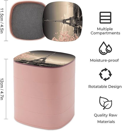 Paris Tower Rotating Jewelry Organizer Box 4-Layer 360° Rotatable ABS Jewelry - Image 2