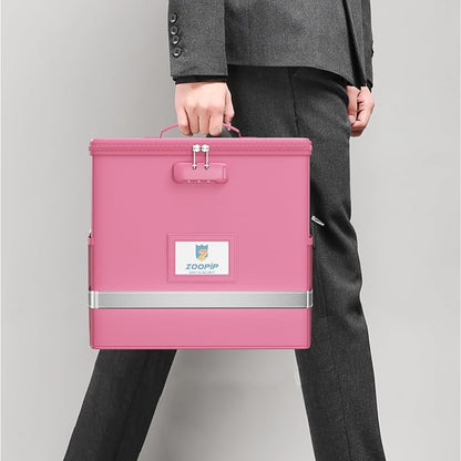 Fireproof File Box with Lock, Collapsible Document Organizer, Reflective Strip - Image 7