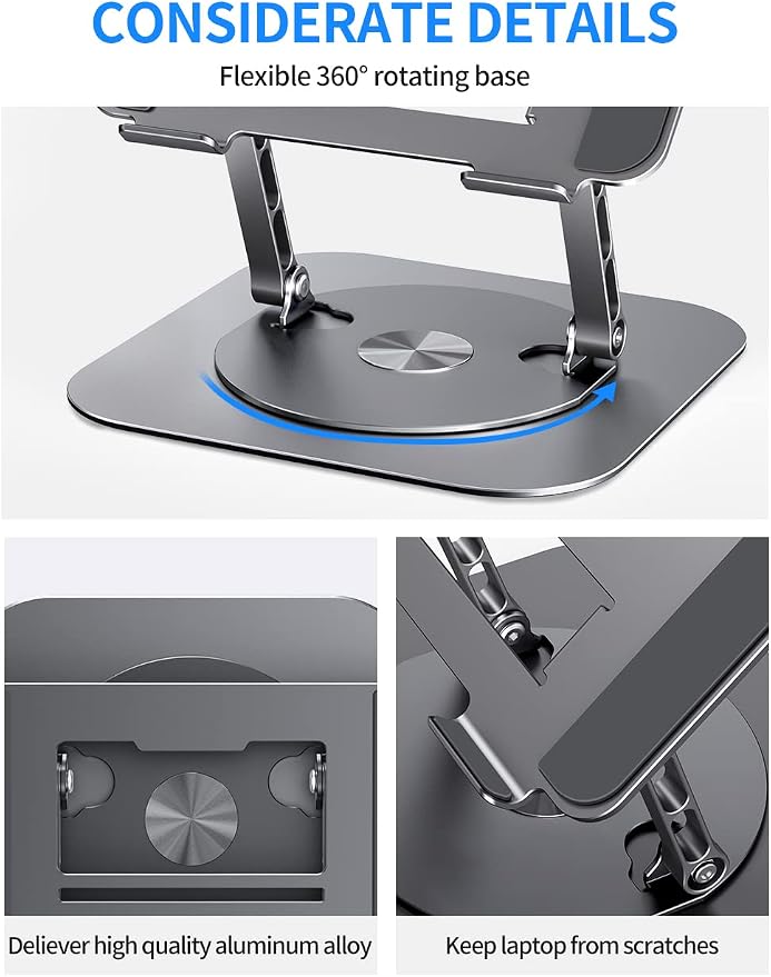 Adjustable Laptop Stand with 360 Rotating Base, Computer Stand - Image 4
