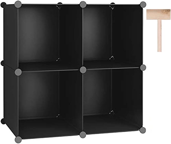 C&AHOME Plastic Cube Storage Organizer, 4-Cube Shelves Units, Portable Closet by CAHOME