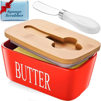 Butter Dish with Lid: Large Butter Container by AISBUGUR