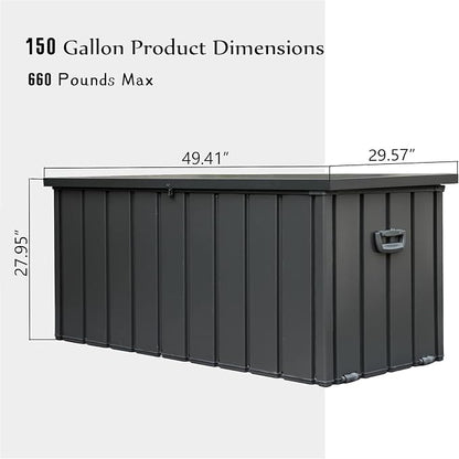 KUIKUI 150 Gallon Deck Box Waterproof, 150 Gallon Outdoor Storage Box, Metal - Image 7