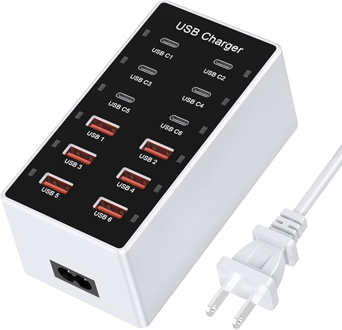 USB C Charging Station Cell Phone Wall Charger 12Ports USBC Fast Charging Power by Unknown