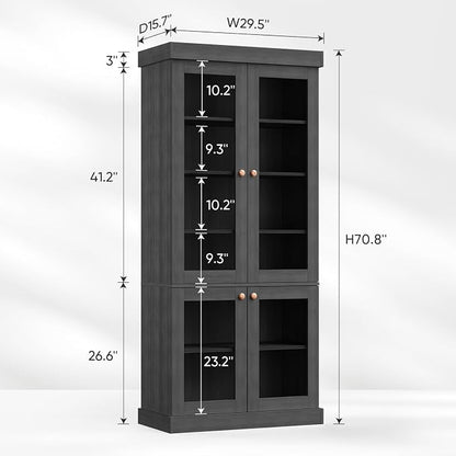 ivaniti 70.8" Tall Farmhouse Bookshelf, Modular Bookcase - Image 2