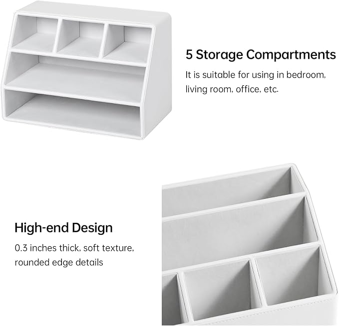 PU Leather Desk Organizer, Luxury Remote Control Holder - Image 5