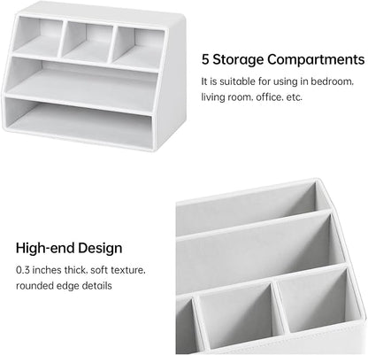 PU Leather Desk Organizer, Luxury Remote Control Holder - Image 5