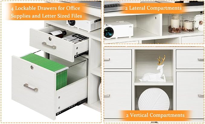 VINGLI Wood Mobile File Cabinet - Image 9