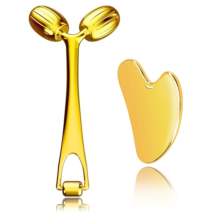 Yeamon Gua Sha Facial Tools and Face Roller Set, Facial Massage Tool by Yeamon