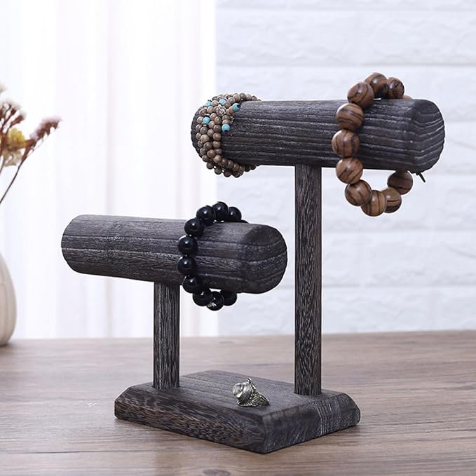 Solid Wood Scrunchie Holder Hair Tie Organizer Stand Vintage Jewelry Display - Image 5