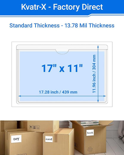 20 PCS Clear Self Adhesive Plastic Label Pockets, Top Loading Business & - Image 2