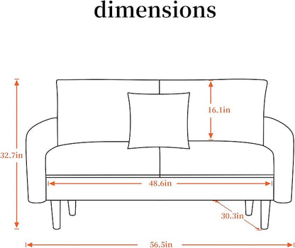 56.1" Round armrest Velvet Loveseat Sofa, mid-Century Modern Style, Luxurious - Image 2