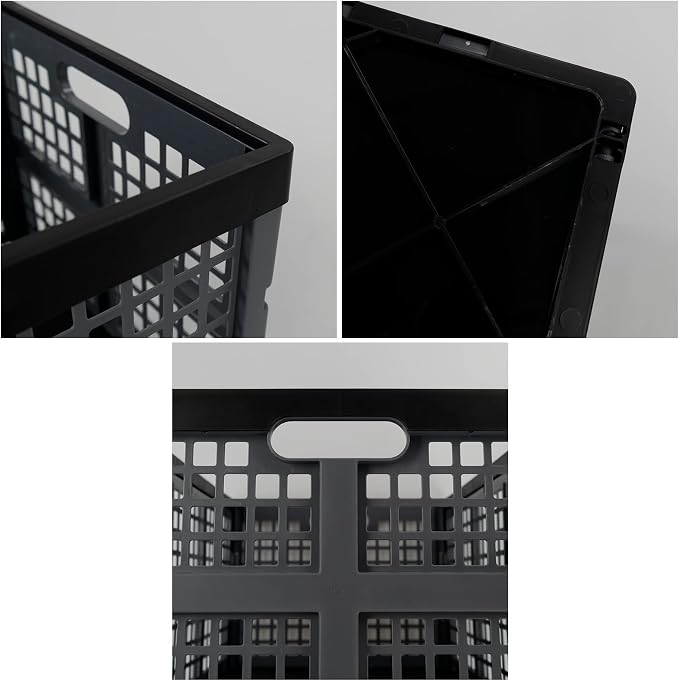 42 Liter Plastic Collapsible Storage Crate, Stacking Folding Crate, 4 Pack - Image 3