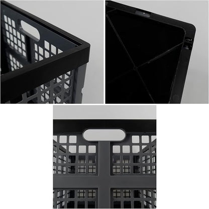 42 Liter Plastic Collapsible Storage Crate, Stacking Folding Crate, 4 Pack - Image 3