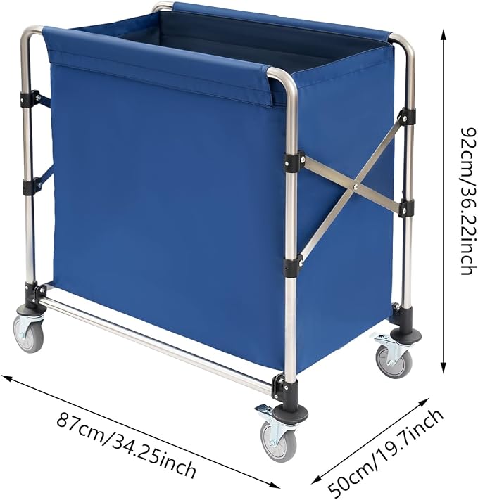Commercial Laundry Cart with Wheels, Folding Laundry Hamper Cart, Heavy Duty - Image 2