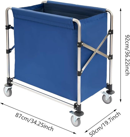 Commercial Laundry Cart with Wheels, Folding Laundry Hamper Cart, Heavy Duty - Image 2