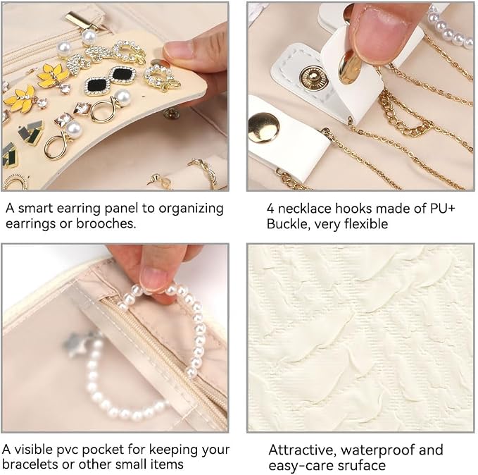 Voova Travel Jewelry Holder Organizer Case, Small Jewelry Storage Bag - Image 4