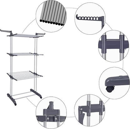 Bigzzia Clothes Drying Rack Folding Drying Rack Clothing 4 Tier Clothes Horses - Image 6
