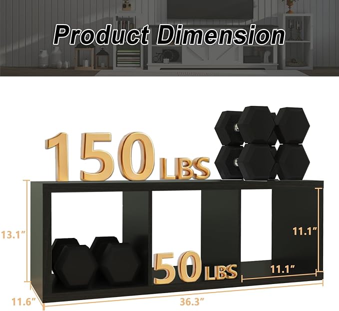 CTESNE【2026 Wooden Thick Frame 3 Cube Storage Organizer Shelf - Image 3