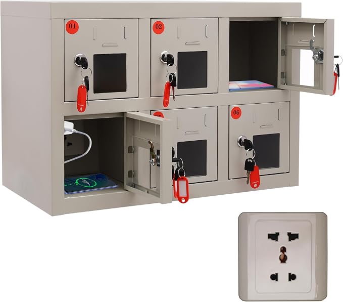 6 Slot Cellphone Charging Station Cell Phone Locker Cellphone Storage Cabinet by juckeyroot
