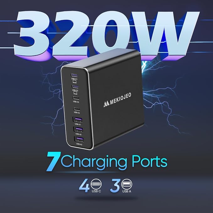 Aluminum Alloy USB C Charger GaN Charger Fast USB C Charging Station 7 Ports - Image 2