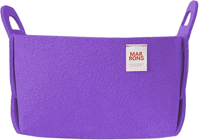 Collapsible Felt PURPLE Storage Bin Small 7.1"x5.1"x5.1" – Foldable Basket by MARRONS