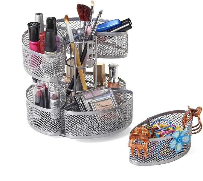 Nifty Organizing Carousel – Silver Finish, Spins 360-Degrees, Cosmetic Bathroom - Image 7