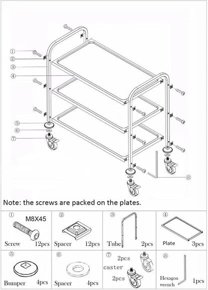 tonchean Stainless Steel Utility Cart 400 lbs Capacity 3 Tier Restaurant Carts - Image 7