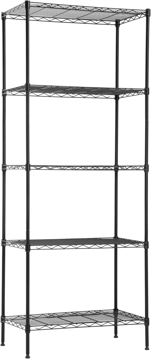 PayLessHere | 5-Tier Wire Shelf | 24"x14"x60" | Black | Heavy-Duty Storage by BestOffice