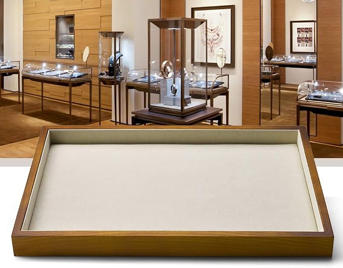 Oirlv Wood Flat Jewelry Tray Stackable Jewelry Drawer Organizer Showcase - Image 6