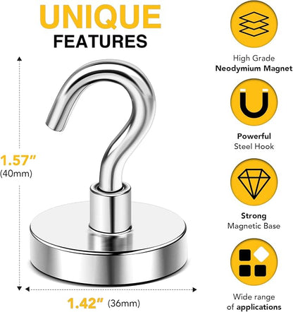 DIYMAG Strong Neodymium Magnetic Hooks, 170 Lbs Heavy Duty Rare Earth Magnets - Image 2