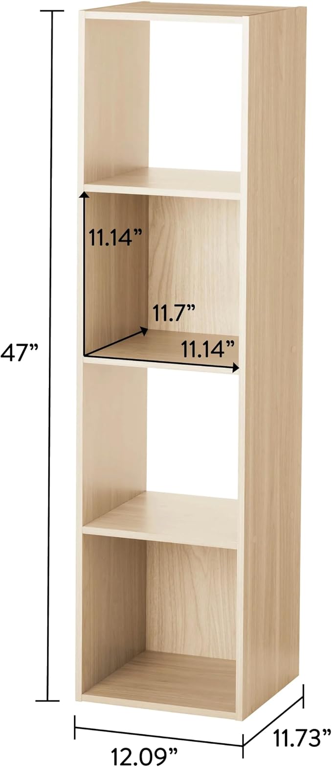 Spring Pine 4 Cube Vertical Storage Organizer, Modular Shelving Unit - Image 3