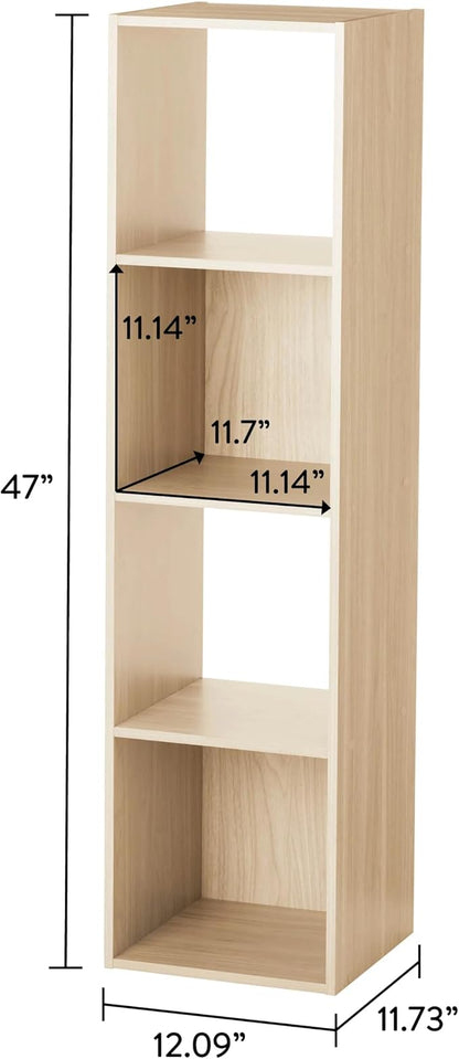 Spring Pine 4 Cube Vertical Storage Organizer, Modular Shelving Unit - Image 3