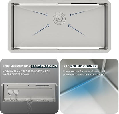 Lordear 33" Undermount Waterfall kitchen Sink - Image 8