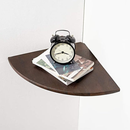Corner Shelf, Solid Oak Wood Floating Corner Shelf Wall Mount Round End by Coamily