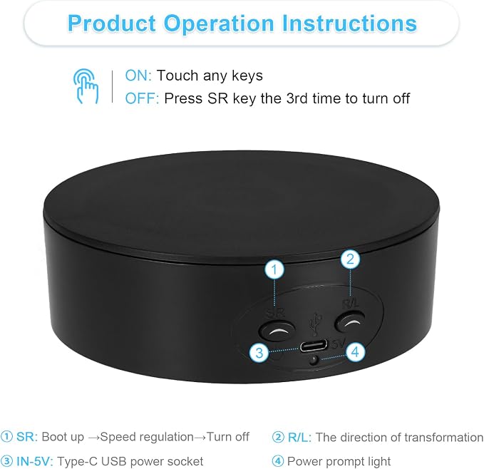 Motorized Rotating Display Stand, 5in/11lbs Load, 360° Rotating Platform - Image 5