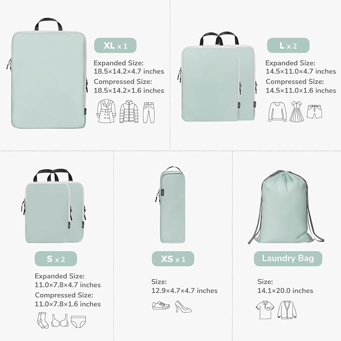 CherryNow Compression Packing Cubes, 7 Set Packing Cubes - Image 2