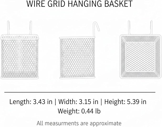 Wire Grid Hanging Basket, Iron Wall Mount Organizer - Image 7
