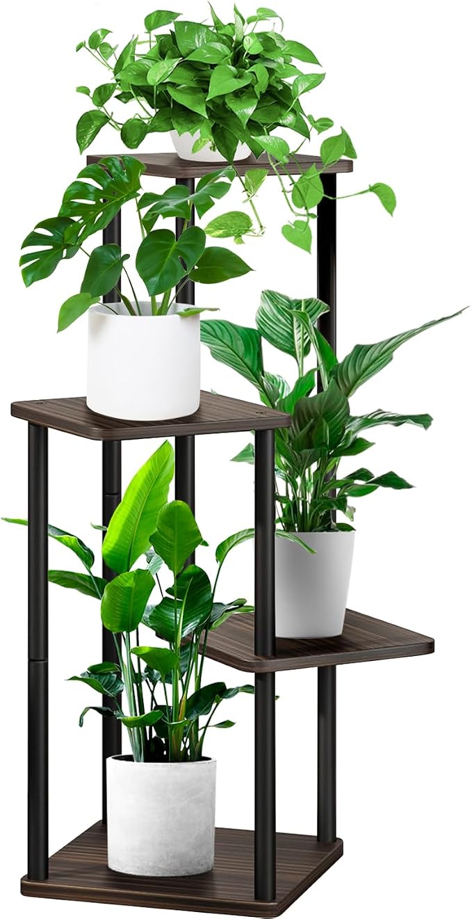 4-Tier Wooden Flower Shelf, Plant Stand by YOCOMEY