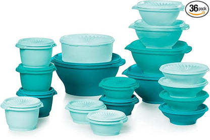 Tupperware Heritage Collection, New 36 Piece Food Storage Container Set in by Tupperware