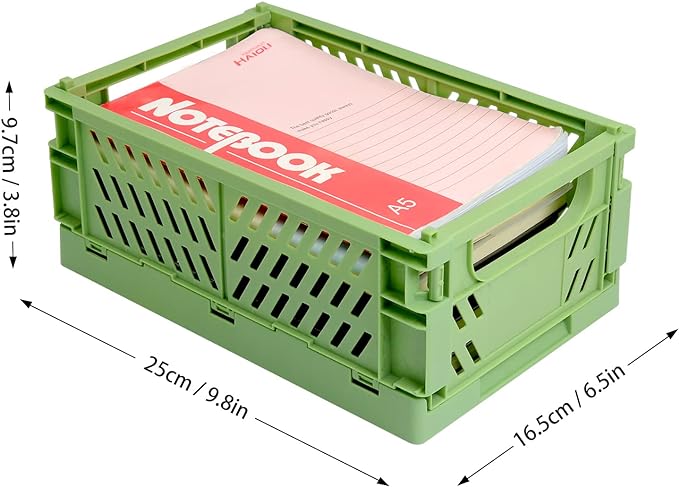 4 Pack Pastel Crates for Storage, Plastic Folding Basket, Colorful Small - Image 3