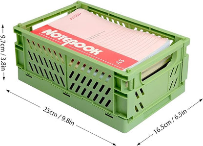 4 Pack Pastel Crates for Storage, Plastic Folding Basket, Colorful Small - Image 3
