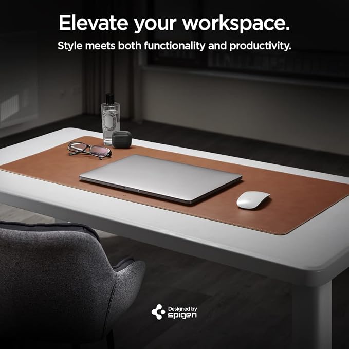 Spigen Desk Pad 35.4" x 15.7" Non-Slip Base Waterproof PU Leather Desk Mat Desk - Image 2