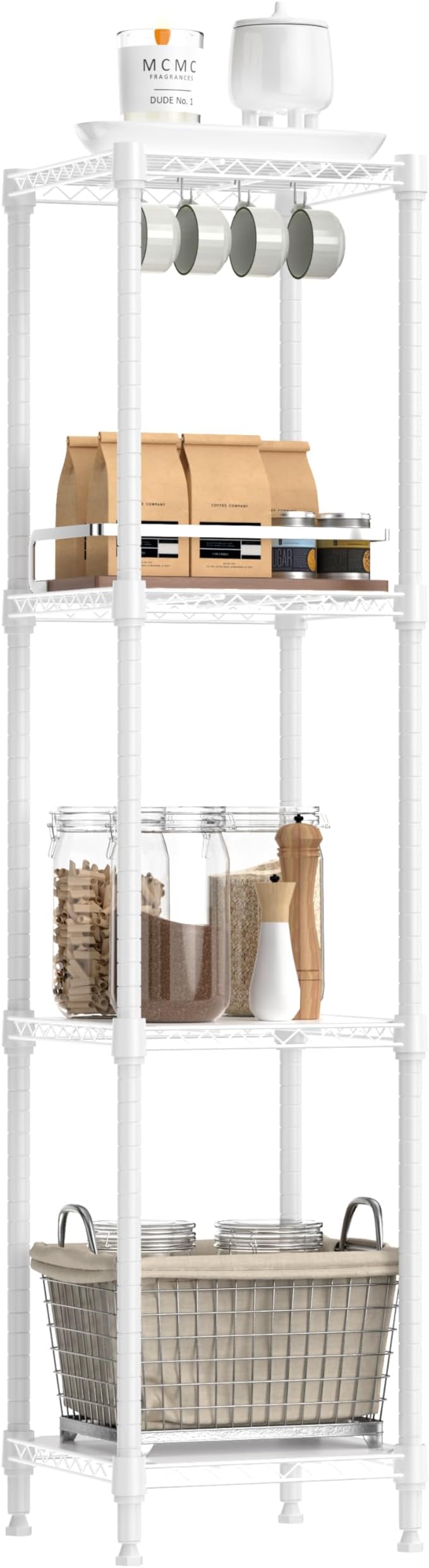 IZEUK 4 Tier Steel Storage Shelves, Adjustable Wire Shelving Unit by IZEUK