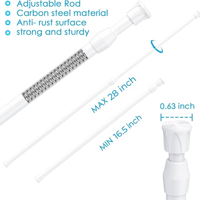 MEXAU White Tension Curtain Rod 16 - Image 3