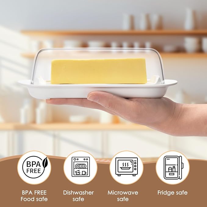 Butter Dish with Clear Lid, Butter Keeper, Easy Scoop, Butter Container Holds - Image 2